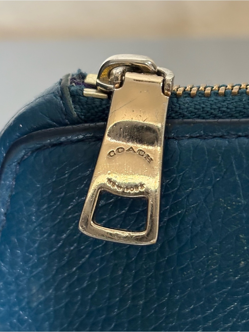 Coach Teal Hangtag Wristlet with Gold-Tone Hardware - Picture 2 of 5